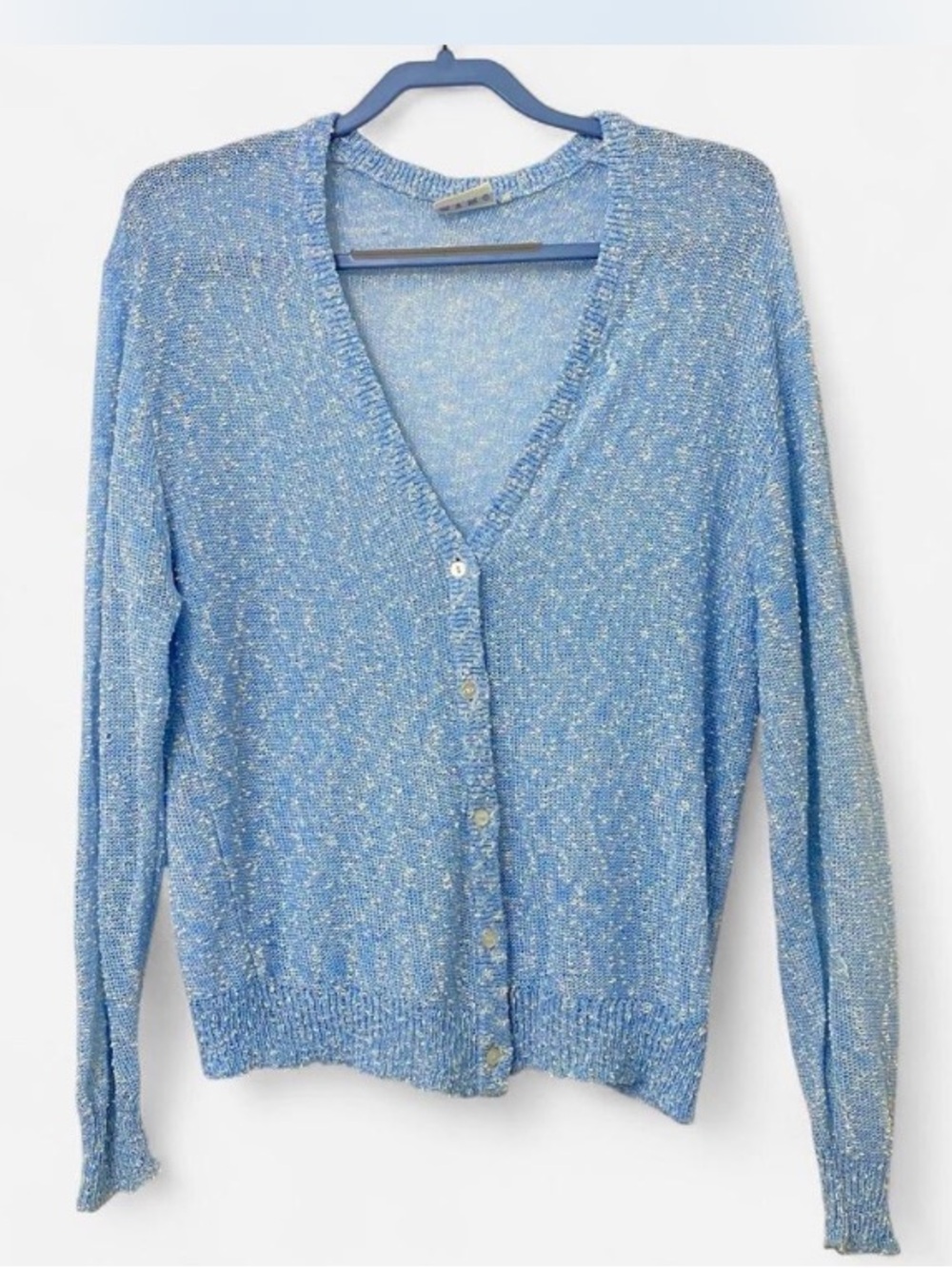 Ferlon Light Blue V-Neck Button Cardigan Sweater